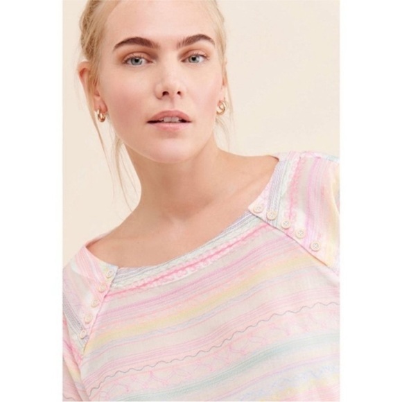 Anthropologie Letty Embroidered Babydoll Blouse Size Medium New With Tags - Picture 2 of 10